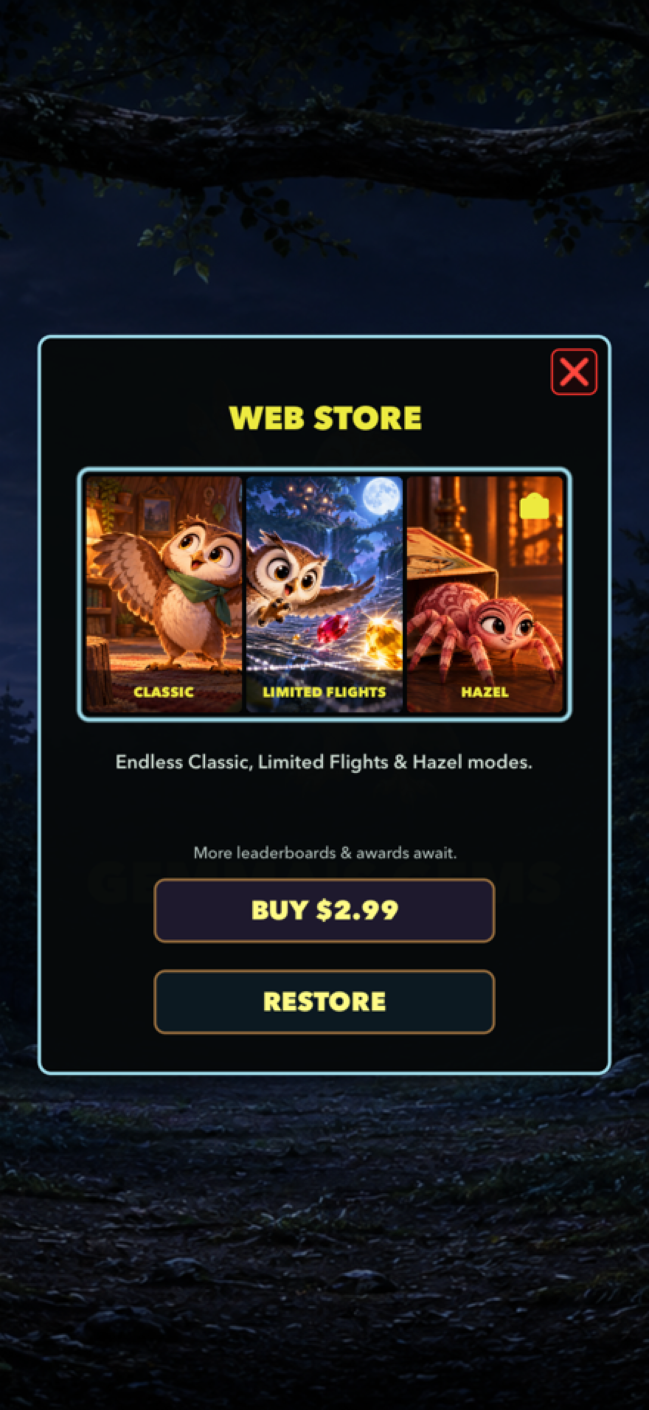 Web Store screen showing the additional game modes purchase.